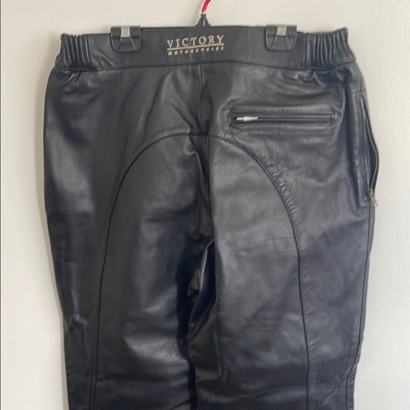 MOTORCYCLE  men’s riding black genuine leather pants Polaris biker - Picture 6 of 11